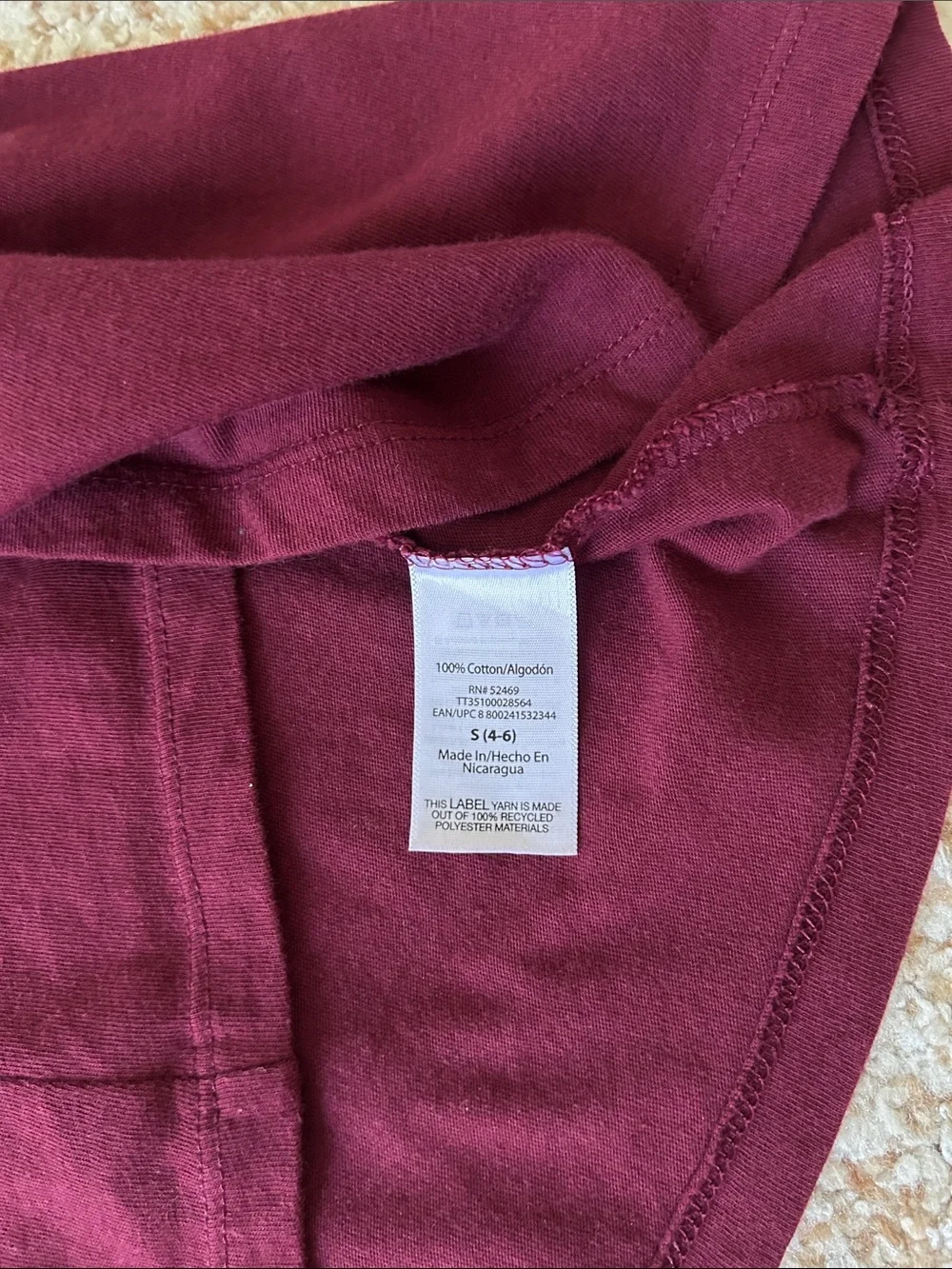 Time and Tru Long-Sleeve Crewneck Top - Wine